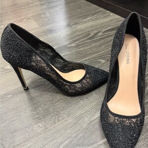 Call It Spring Black Glitter Heels
